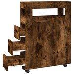 vidaXL Meuble étroit de salle de bain à roulettes chêne fumé