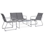 vidaXL Salon de jardin 4 Pièces Tissu et acier Gris