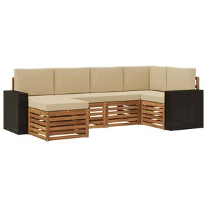 vidaXL Ensemble de canapés d'extérieur 6 pc Naturel et Beige Polyester