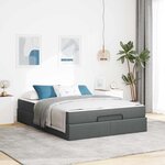 vidaXL Cadre de lit avec matelas avec matelas 2 Pièces Gris Foncé tissu