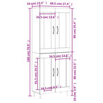 vidaXL Buffet haut Chêne fumé 69 5x34x180 cm Bois d'ingénierie