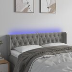 vidaXL Tête de lit à LED Gris clair 163x16x78/88 cm Velours