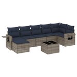 vidaXL Salon de jardin 8 Pièces avec coussins gris résine tressée