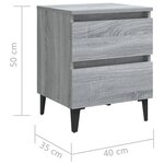 vidaXL Tables de chevet pieds en métal 2 Pièces Sonoma gris 40x35x50 cm