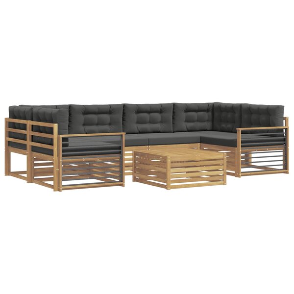 vidaXL Ensemble de canapés d'extérieur 7 Pièces Blanc et anthracite