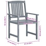 vidaXL Chaises de jardin et coussins lot de 8 Bois acacia solide Gris