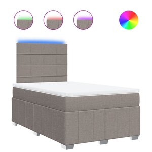 vidaXL Sommier à lattes de lit avec matelas taupe 120x190 cm tissu