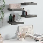 vidaXL Étagère murale flottante 4 Pièces Gris brillant 23x23 5x3 8 cm MDF