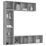 vidaXL Ensemble bibliothèque/meuble TV 3 Pièces Sonoma gris 180x30x180 cm