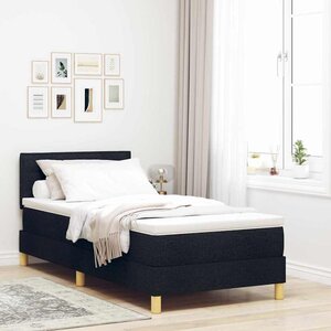 vidaXL Lit à ressorts avec matelas Noir 90 x 190 cm tissu