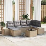 vidaXL Ensemble de canapé de jardin 7 Pièces Beige  gris Poly rotin
