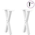 vidaXL Pieds de table basse en forme de X  2 pièces  blanc  28 x (42-43) cm  acier