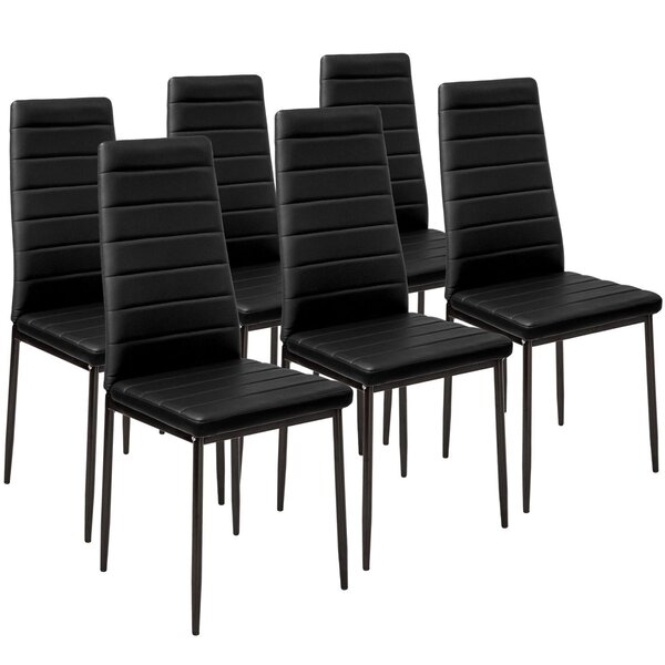 Lot de 6 chaises siège de salon cuisine salle à manger design carré élégant noir 08_0000171