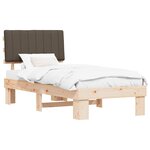 vidaXL Cadre de lit avec tête de lit rembourrée Taupe 90 x 200 cm