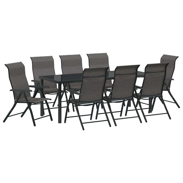 vidaXL Ensemble de salle à manger pour jardin 9 Pièces Gris