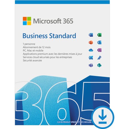 Microsoft 365 business standard - licence 1 an - 1 utilisateur - a télécharger