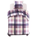 vidaXL Jeu de housse de couette Carreaux Violet 155x220/80x80 cm