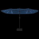 vidaXL Parasol de jardin à double tête avec LED bleu azuré 449x265 cm