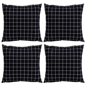 vidaXL Coussins Éparpillés À carreaux 4 Pièces Carreaux Noirs 60 x 60 cm
