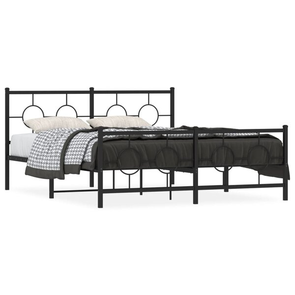 vidaXL Cadre de lit métal sans matelas avec pied de lit noir 160x200cm