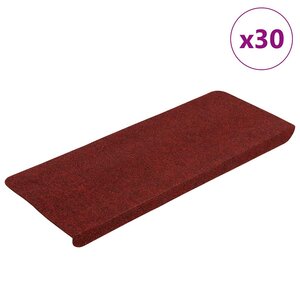 vidaXL Tapis d'escalier auto-adhésifs 30 Pièces rouge 65x24 5x3 5 cm