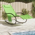 vidaXL Chaise longue à bascule vert acier et textilène