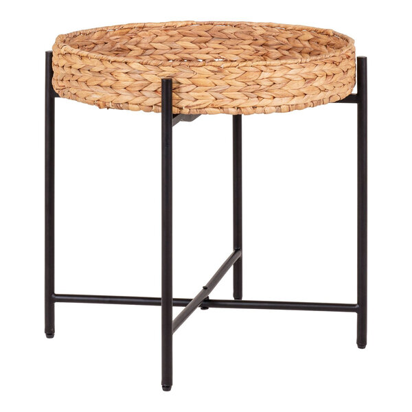Table d'appoint en métal et jacinthe d'eau 50 x 48 5 cm