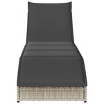 vidaXL Chaise longue pliante coussin et rangement gris clair polyrotin