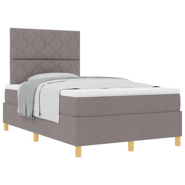 vidaXL Lit à ressorts avec matelas Taupe 120 x 200 cm tissu
