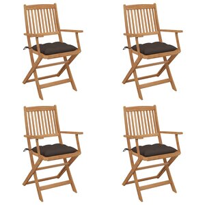 vidaXL Chaises pliables de jardin lot de 4 avec coussins Bois d'acacia