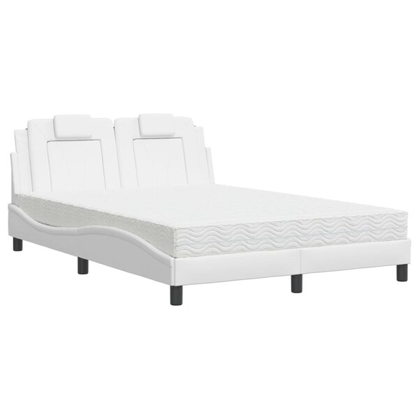 vidaXL Lit Viana avec matelas blanc 140x190 cm similicuir