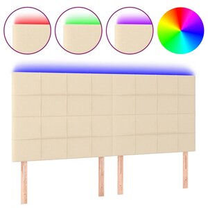 vidaXL Tête de lit à LED Crème 160x5x118/128 cm Tissu