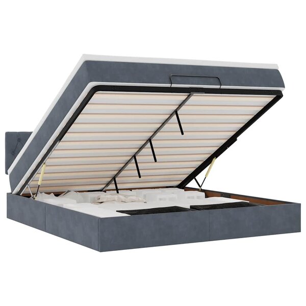 VidaXL Cadre de lit ottoman avec matelas gris foncé 180x200 cm velours