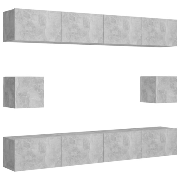 vidaXL Ensemble de meubles TV 6 Pièces Gris béton Bois d'ingénierie