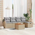 vidaXL Ensemble de canapé de jardin 6 Pièces Beige Poly rotin