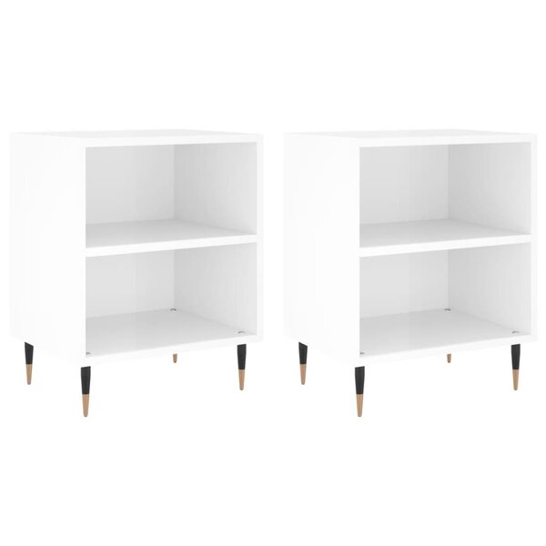 vidaXL Tables de chevet 2Pièces blanc brillant 40x30x50cm bois ingénierie