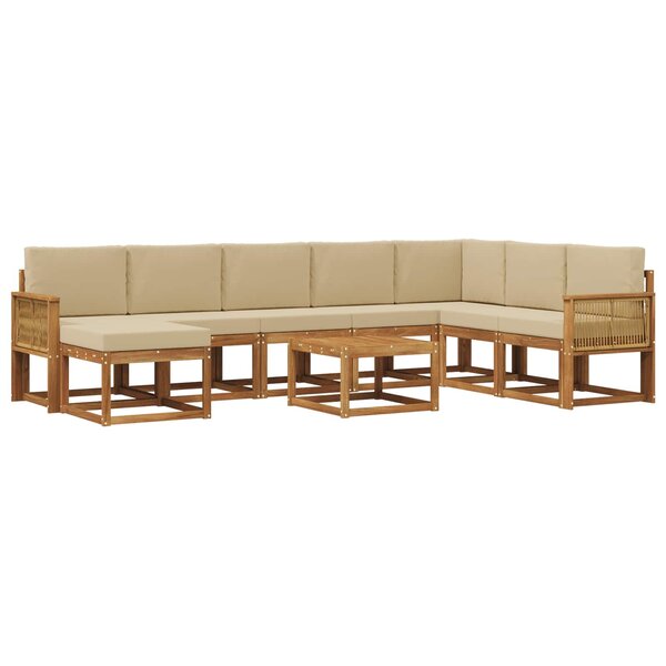 vidaXL Ensemble de canapés d'extérieur 9 pc Naturel et Beige