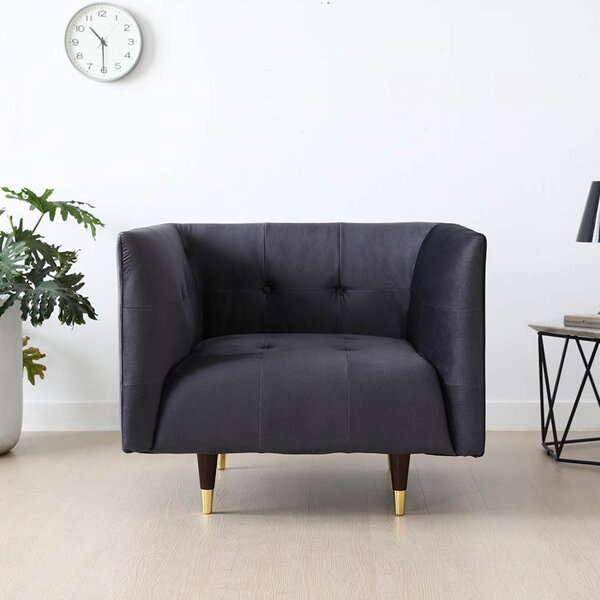 Valentina 1P - Fauteuil gris foncé en velours