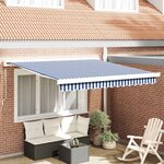 vidaXL Auvent Rétractable Bleu et Blanc 300 x 250 cm Tissu et Métal