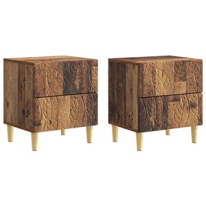 vidaXL Table de chevet 2 Pièces Bois ancien 43 x 34 5 x 48 cm