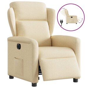 vidaXL Fauteuil inclinable électrique Crème Tissu