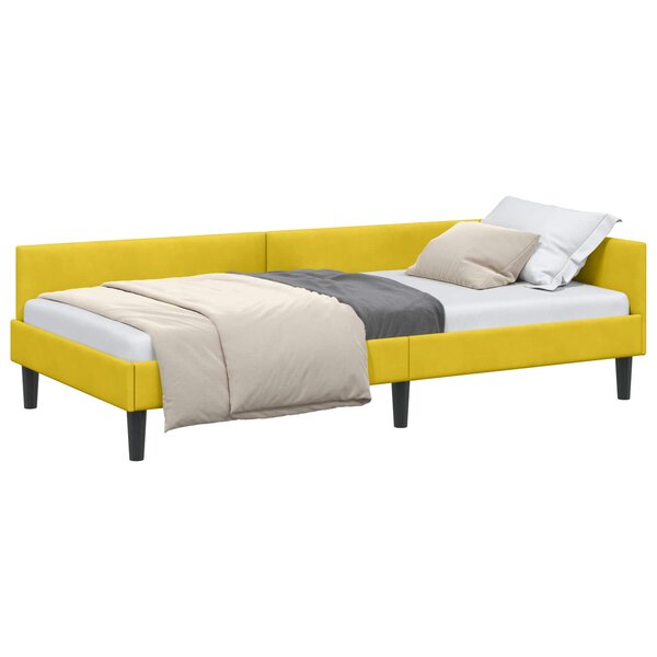 vidaXL Cadre de lit d'angle Jaune 90 cm x 200 cm VeloursetContreplaqué