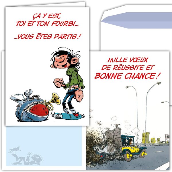 Biglietto Di Pensionamento Gaston Lagaffe - Formato A4 Con Busta - Prodotto In Francia