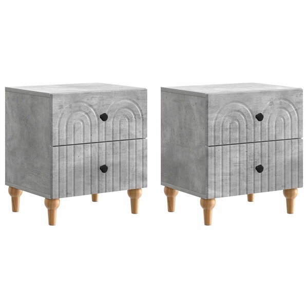 vidaXL Cabinet de chevet 2 Pièces Gris béton 43 x 34 5 x 48 cm