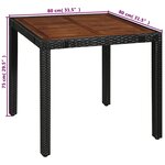 vidaXL Ensemble à manger d'extérieur 5 Pièces Rotin et bois d'acacia Noir