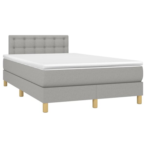 vidaXL Sommier à lattes de lit et matelas gris clair 120x190 cm tissu