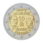 2 euros commémoratif Allemagne 2013  Traitée de l'Elysée.