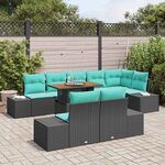 vidaXL Ensemble de canapé de jardin 9 Pièces Noir Poly rotin