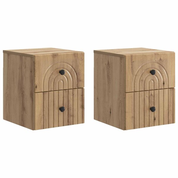 vidaXL Cabinet de chevet mural 2 pc Chêne artisanal 33 x 34 5 x 40 cm