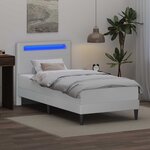 vidaXL Cadre de lit avec bandes LED Blanc 90 x 200 cm Simili cuir